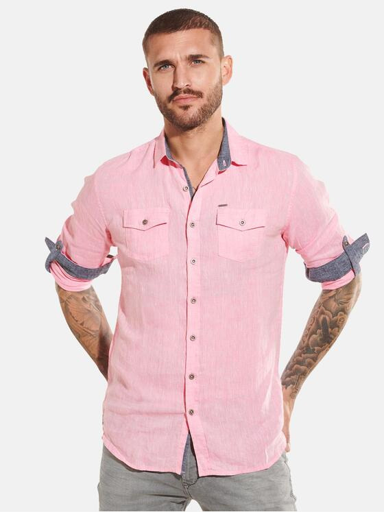 emilio adani Herren Langarm-Hemd mit aufgesetzten Brusttaschen Violett 31803