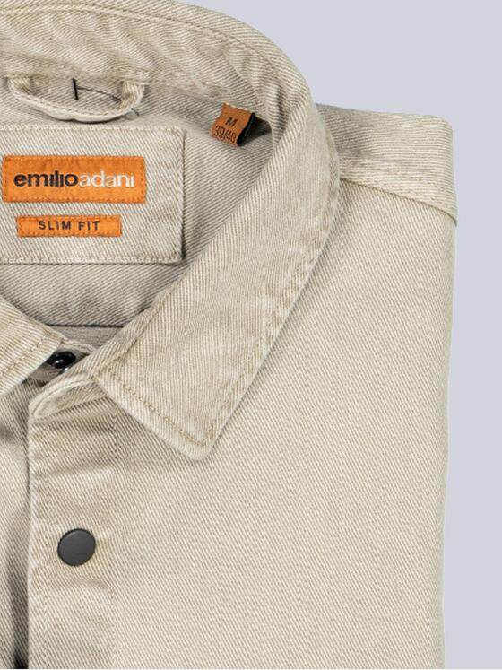emilio adani Herren Overshirt in Twill-Warenqualität Beige 38638
