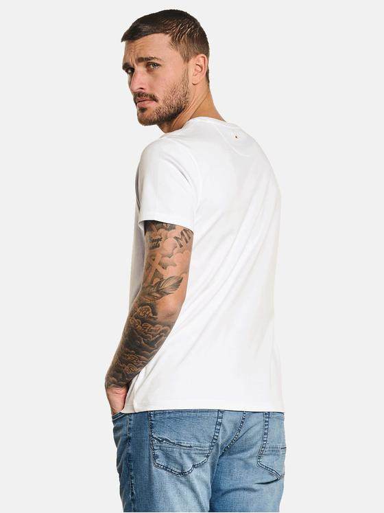 emilio adani Herren Statement T-Shirt mit ea-Logo Weiß 32752