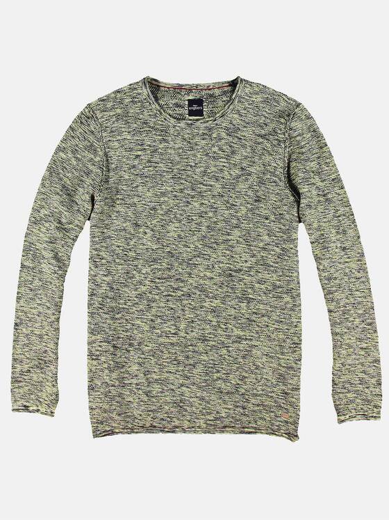 engbers Herren Mehrfarbiger Rundhalspullover Limonengelb 30431