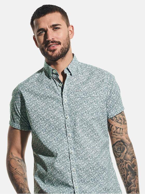 emilio adani Herren Hemd mit sommerlichem All-Over-Print Türkis 31239