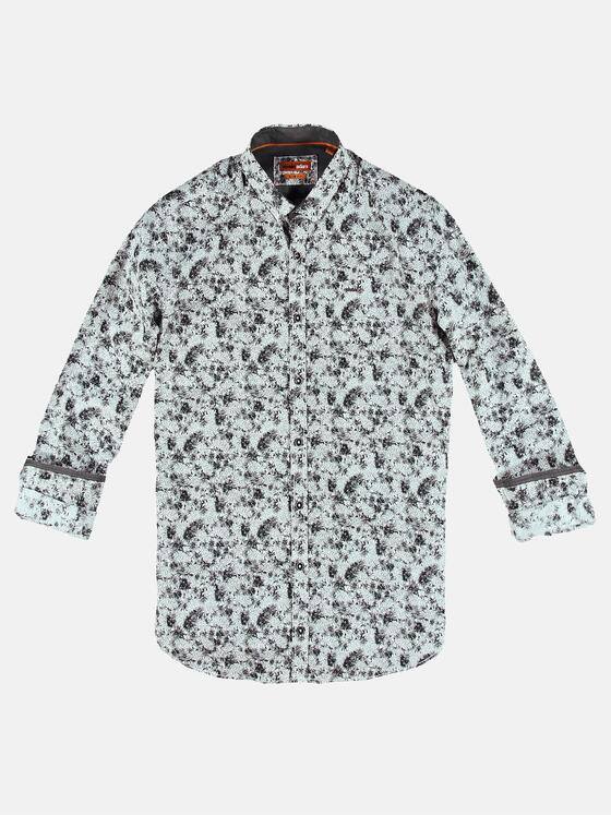 emilio adani Herren Langarm-Hemd mit All-Over-Print Grau 32067
