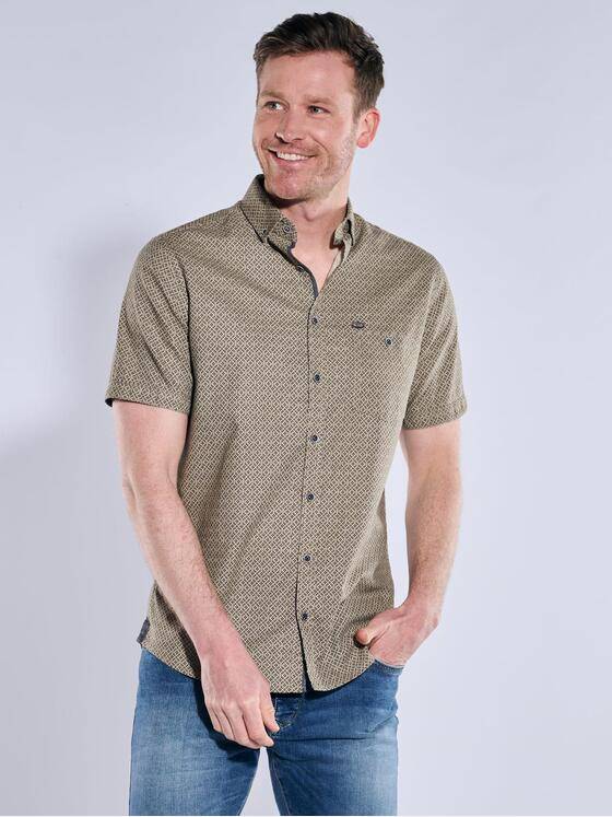 engbers Herren Kurzarm-Hemd gemustert Sand 39184