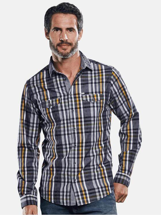 engbers Herren Modisch gefärbtes Karohemd Safrangelb 30835