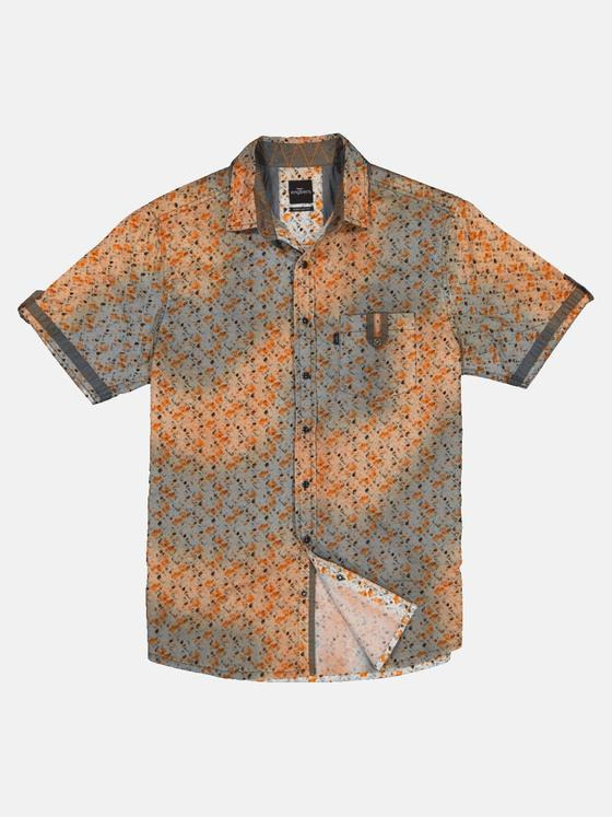 engbers Herren Kurzarm-Hemd gemustert Dunkelorange 33038