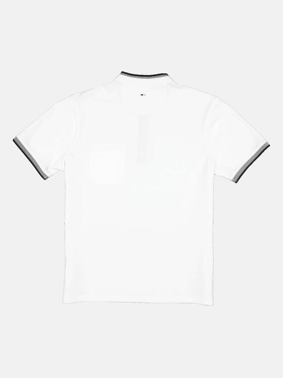 emilio adani Herren Polo-Shirt mit Stehkragen Weiß 33023