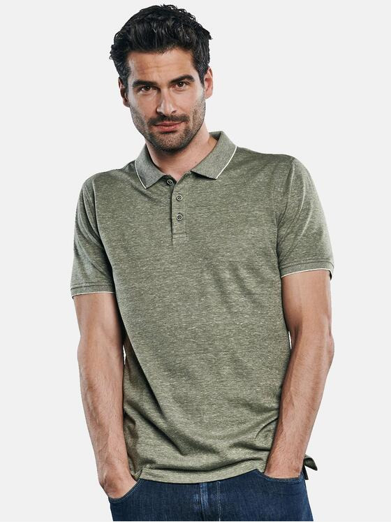 ENGBERS GERMANY Herren Edles Poloshirt im Leinen-Baumwollmix Blassgruen 31444