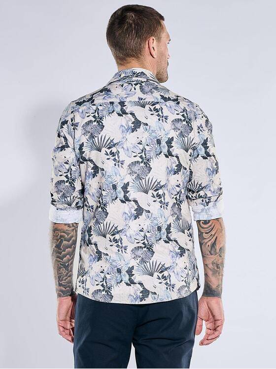 emilio adani Herren Langarmhemd mit floralem Print Saphirblau 40329