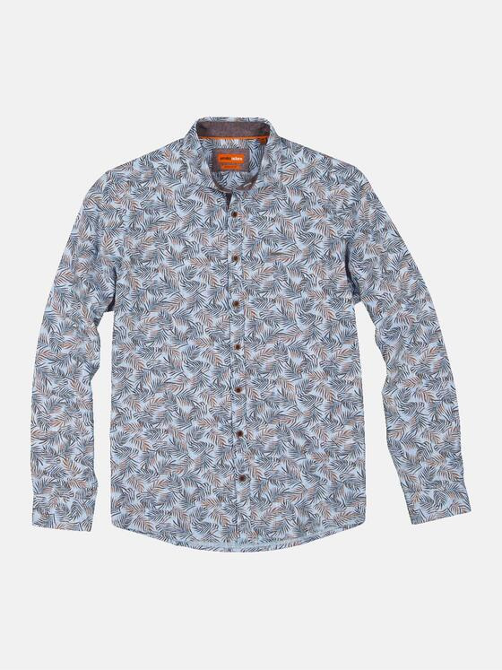 emilio adani Herren Langarm-Hemd gemustert Blau 34959