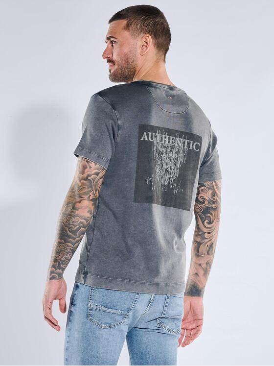 emilio adani Herren T-Shirt mit Rückenprint Anthrazit 40437