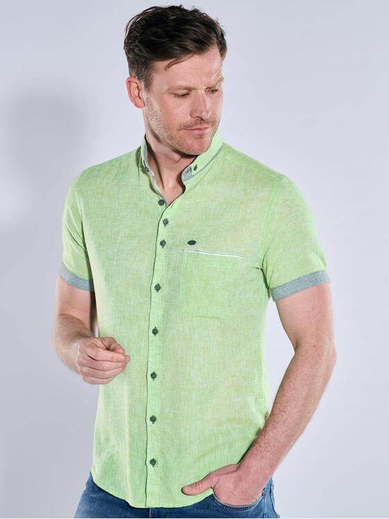 engbers Herren Kurzarm-Hemd mit Leinenanteil Hellgruen 38377
