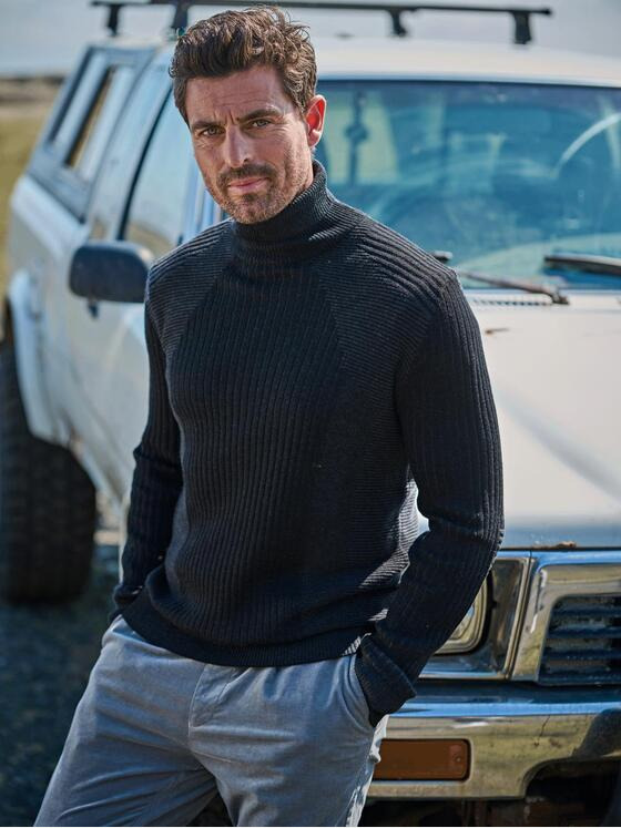 ENGBERS GERMANY Herren Pullover aus Merinowolle Schwarz 35992