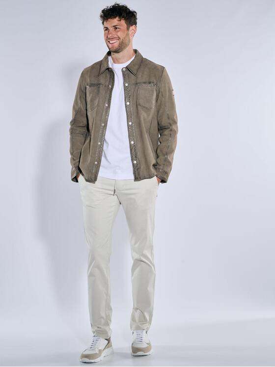 emilio adani Herren Leder-Overshirt Grau 39085