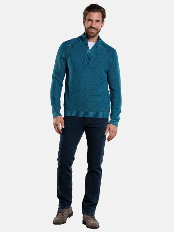 engbers Herren Pullover mit Troyerkragen Türkis 34140