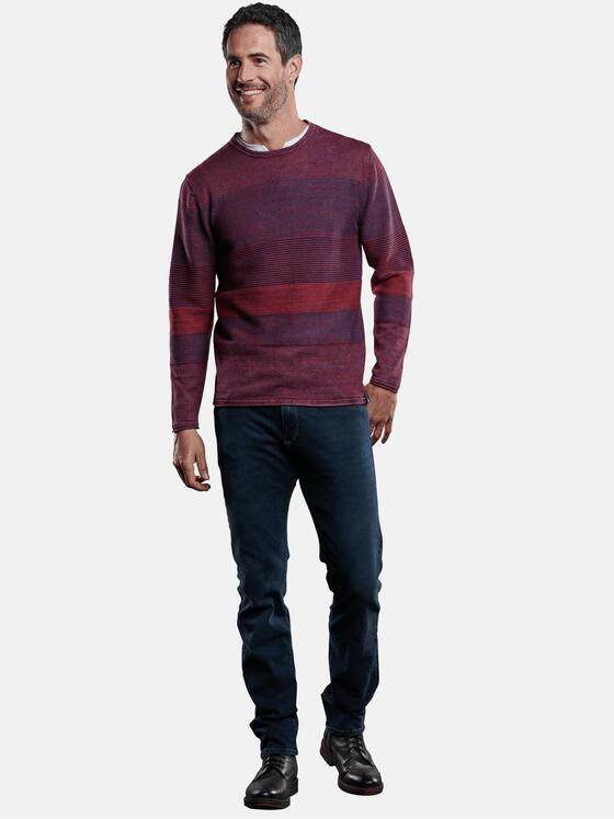 engbers Herren Pullover mit Ringelmusterung Magenta 28919