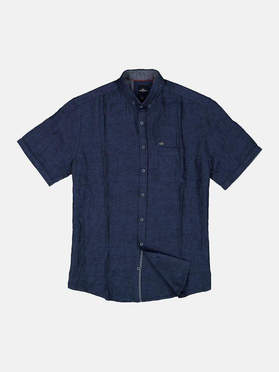 engbers Herren Kurzarm-Hemd aus Leinen Blau 34753