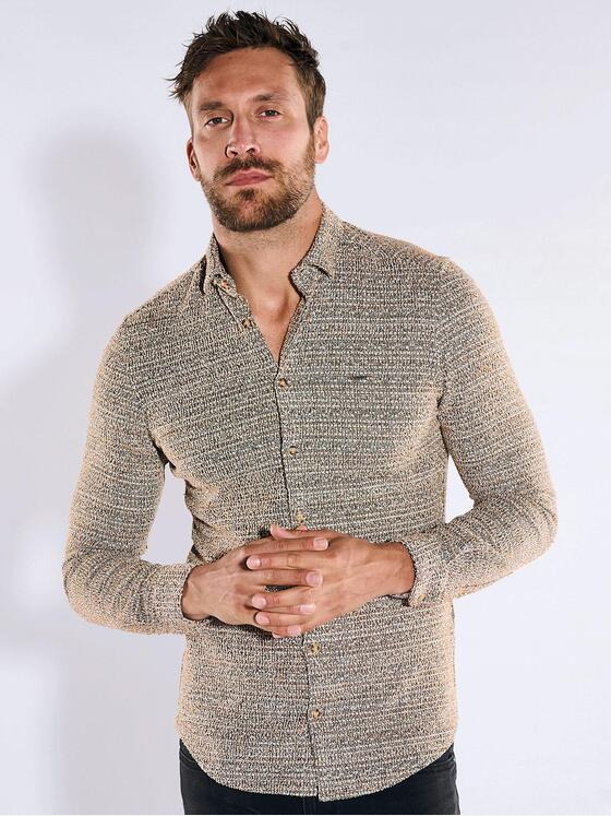 emilio adani Herren Langarm-Hemd slim fit Braun 36221