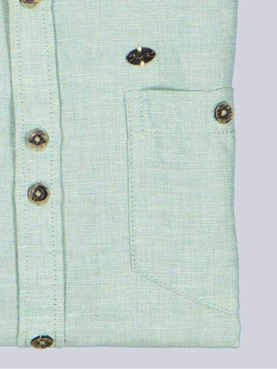 engbers Herren Kurzarm-Hemd mit Leinenanteil Gruen 38381