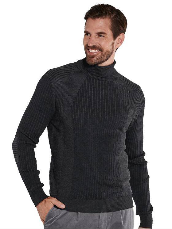ENGBERS GERMANY Herren Pullover aus Merinowolle Schwarz 35992