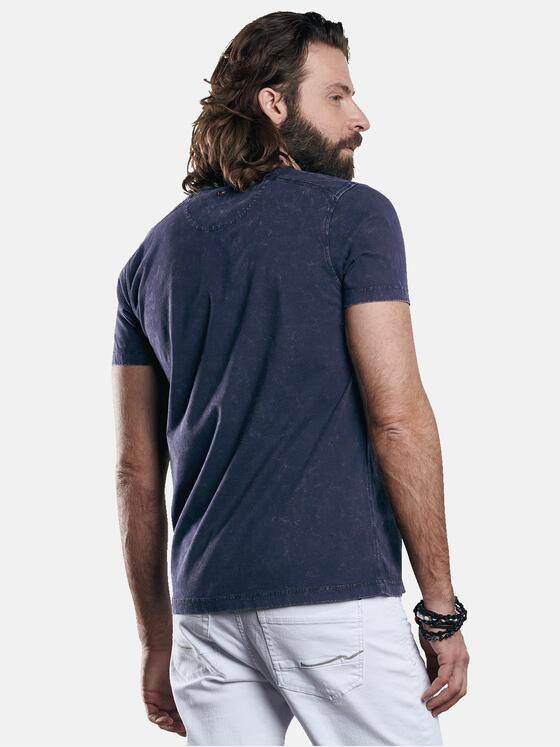 emilio adani Herren V-Neck T-Shirt mit spannendem Farbeffekt Blau 29682
