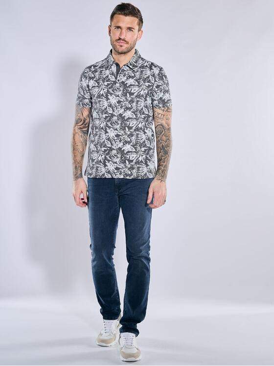 emilio adani Herren Polo-Shirt gemustert Kieselgrau 38685