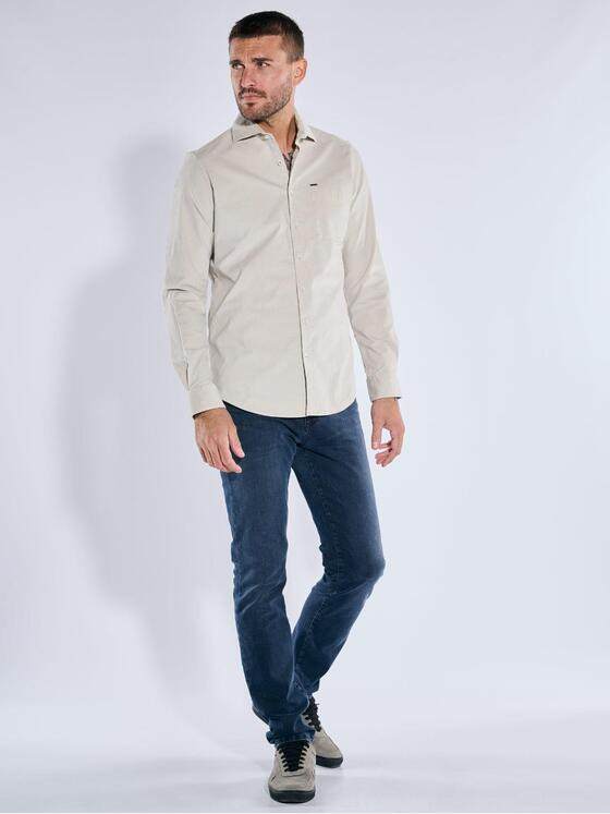 emilio adani Herren Langarm-Hemd aus Babycord Naturweiss 39482