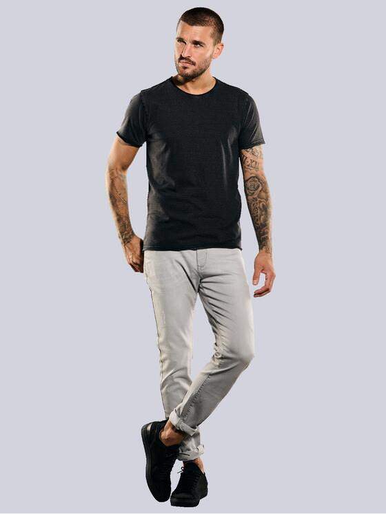 emilio adani Herren T-Shirt uni Schwarz 35352