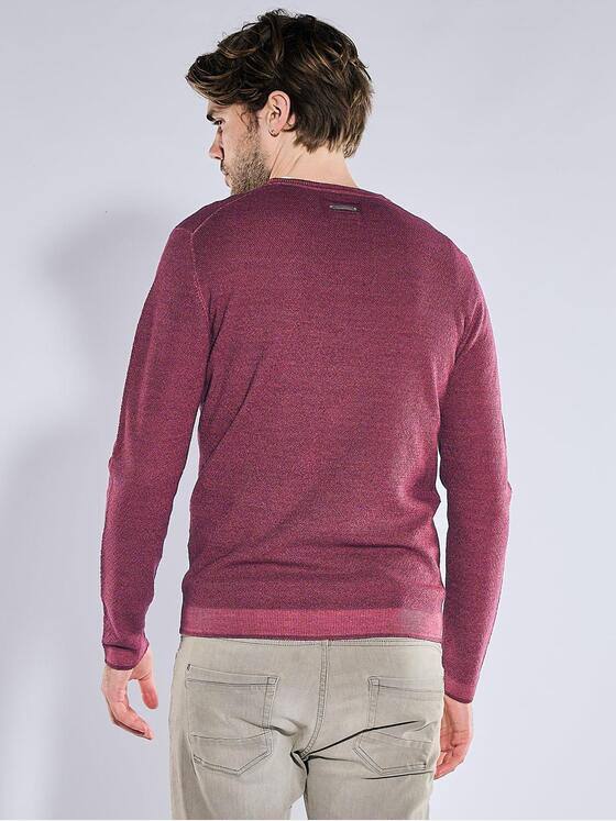 emilio adani Herren Merino-Pullover mit Reiskorn-Struktur Dunkelrot 41183