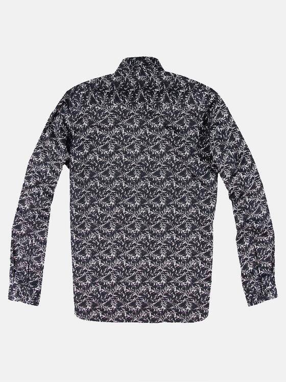 engbers Herren Langarmhemd mit floralem Muster Schwarz 30877