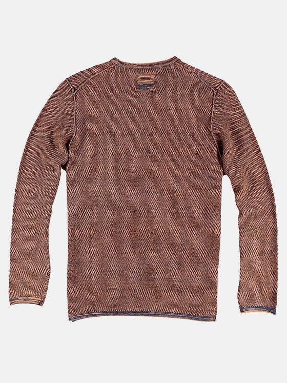 engbers Herren Rundhalspullover mit Rollkanten Dunkelorange 28923