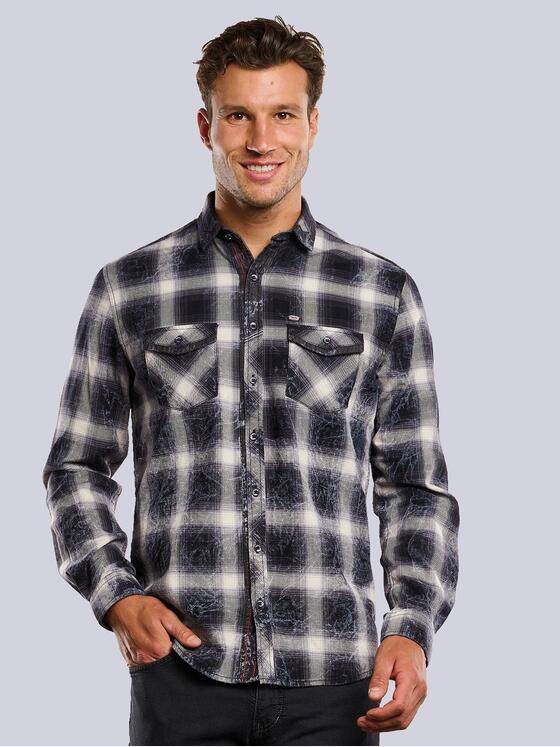 engbers Herren Langarm-Hemd kariert Schwarz 33808