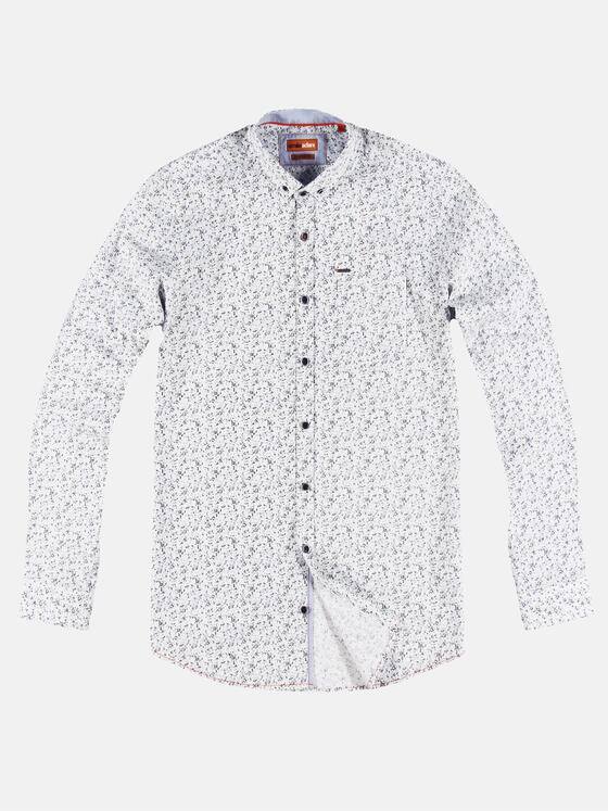 emilio adani Herren Modisches Langarmhemd mit All-Over Druckmusterung Blau 30084