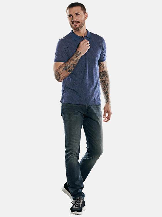 emilio adani Herren Sommerliches Poloshirt mit Print Blau 31342