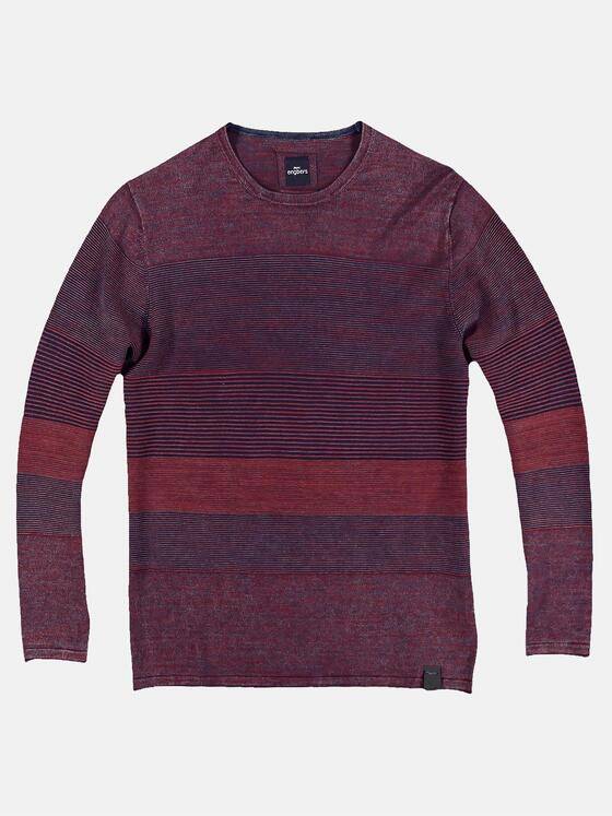 engbers Herren Pullover mit Ringelmusterung Magenta 28919