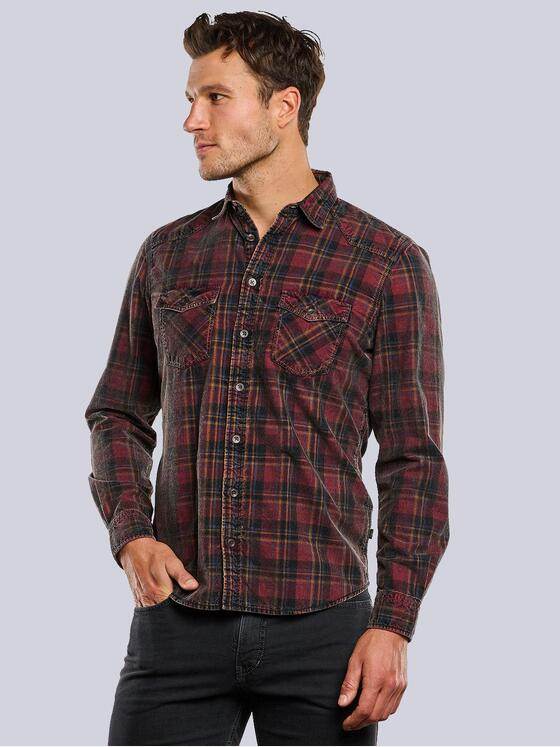 engbers Herren Langarm-Hemd aus Baby-Cord Feuerrot 33668