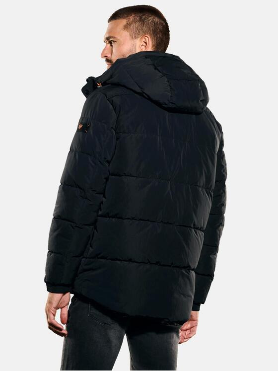 emilio adani Herren Steppjacke mit Kapuze Schwarz 35509