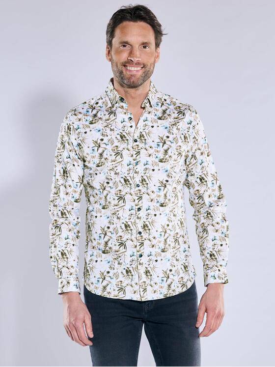 ENGBERS GERMANY Herren Langarm-Hemd aus flexiblem Warenmaterial Naturweiss 38547