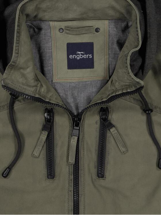 engbers Herren Lederjacke mit abnehmbarer Kapuze Grün 36505