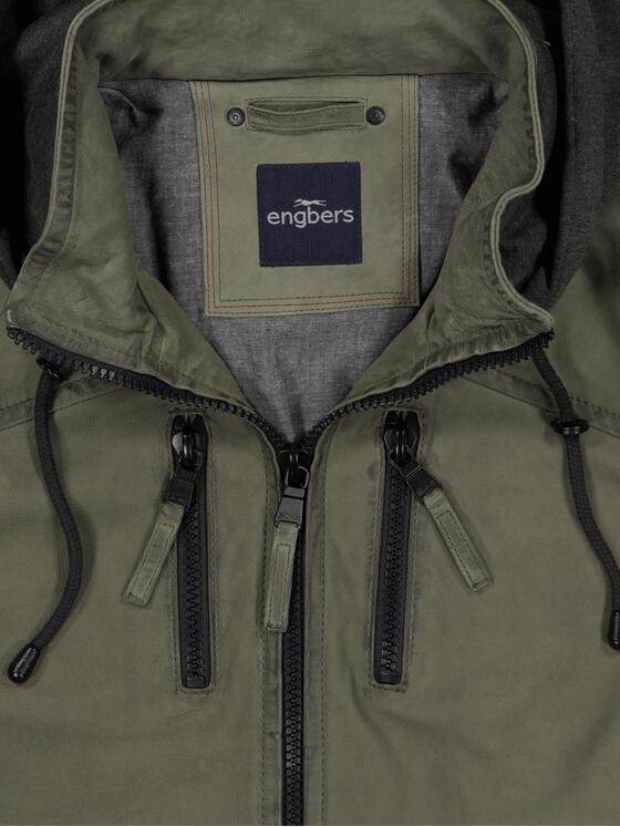 engbers Herren Lederjacke mit abnehmbarer Kapuze Grün 36505