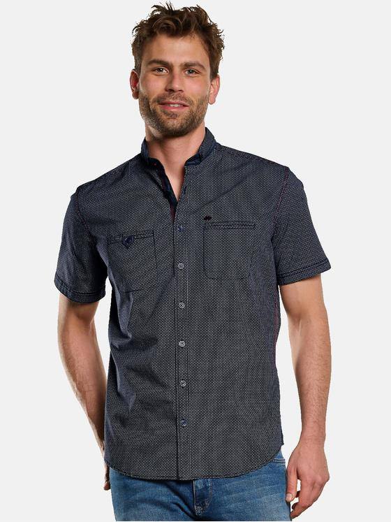 engbers Herren Kurzarm-Hemd mit Minimalprint Marineblau 33095