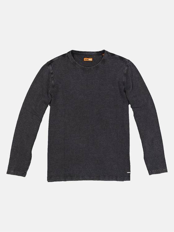 emilio adani Herren Langarm-Shirt strukturiert Schwarz 33424