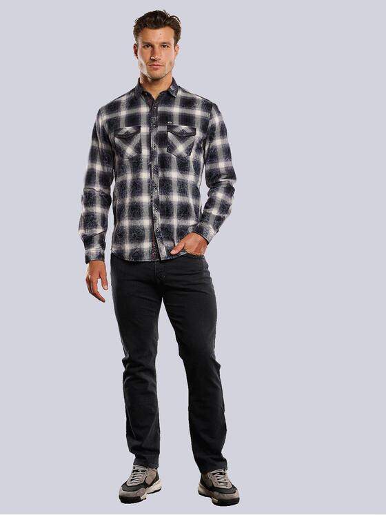 engbers Herren Langarm-Hemd kariert Schwarz 33808