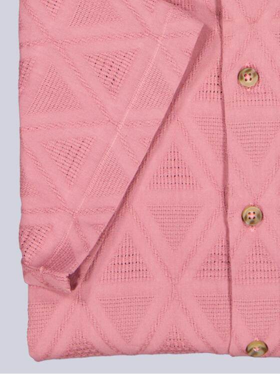 emilio adani Herren Kurzarm-Hemd mit Jaquard-Musterung Rosa 40702