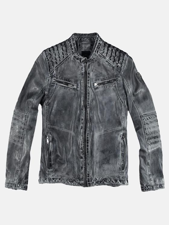 engbers Herren Lederjacke im Bikerstyle Grau 31748
