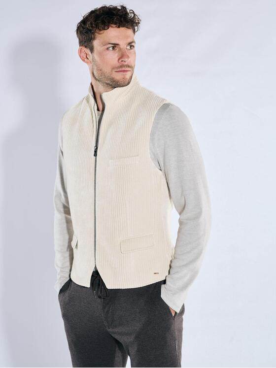 emilio adani Herren Sakko-Weste mit Zipper Naturweiss 39386