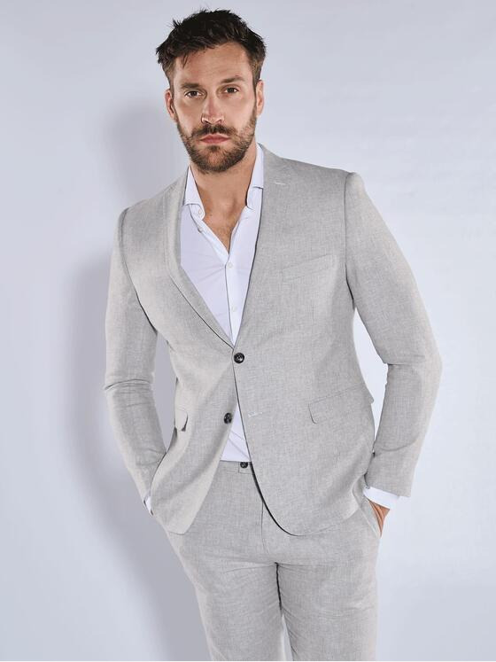 emilio adani Herren Anzug-Sakko mit Leinenanteil Grau 36545