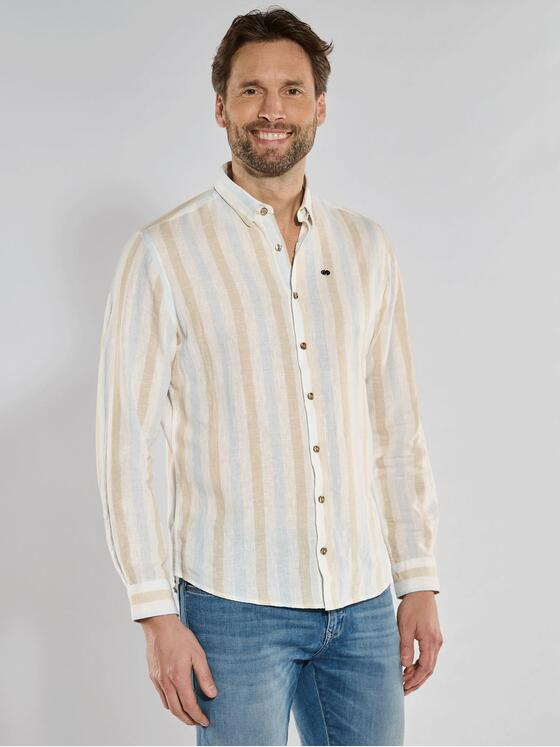 engbers Herren Langarm-Hemd mit Leinenanteil Blau 36584