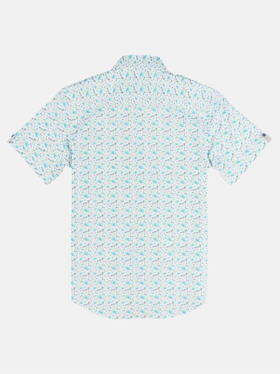 engbers Herren Kurzarm-Hemd gemustert Petrolgruen 31602