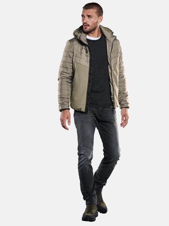 emilio adani Herren Steppjacke mit Materialmix Beige 33297