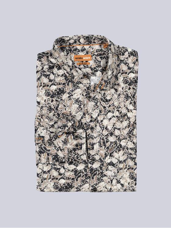 emilio adani Herren Langarm-Hemd aus Jersey Beige 35575